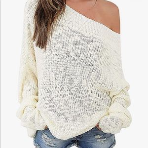 Ivory off the shoulder knit sweater